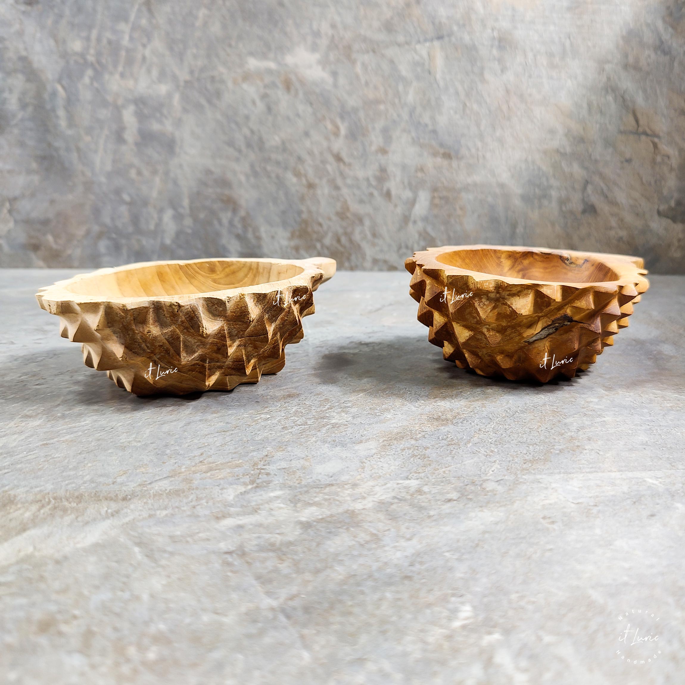 Bowl Madeira Teka Jaca, usado como pote para petiscos ou como elemento decorativo